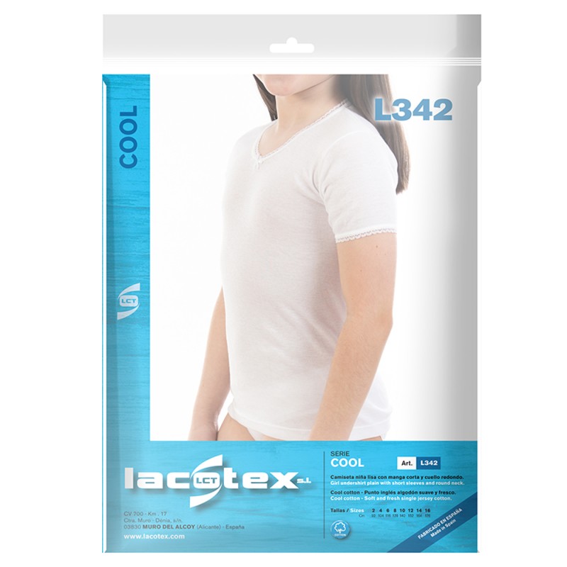 Camiseta interior infantil niña manga corta Lacotex LCT342