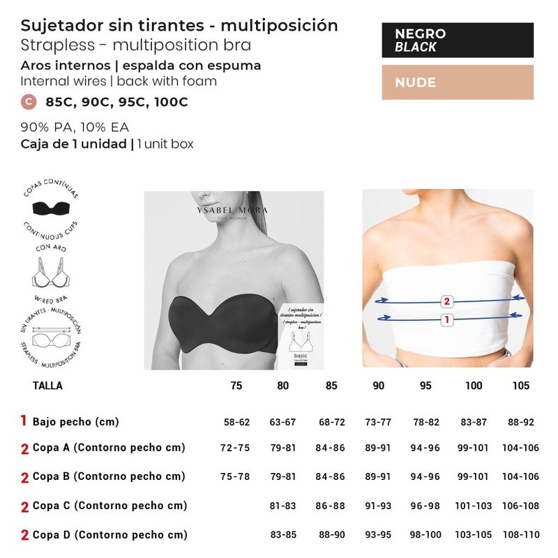 Sujetador mujer Ysabel Mora  Copa C Multiposiciones