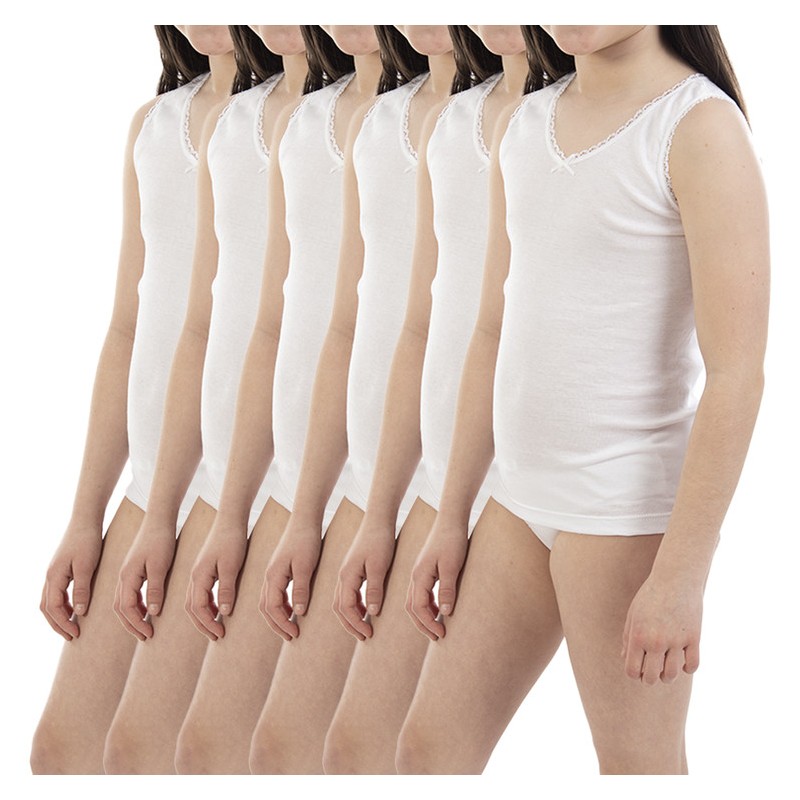 Camiseta Interior infantil niña lacotex tirante ancho  Precio por 6 Unidades
