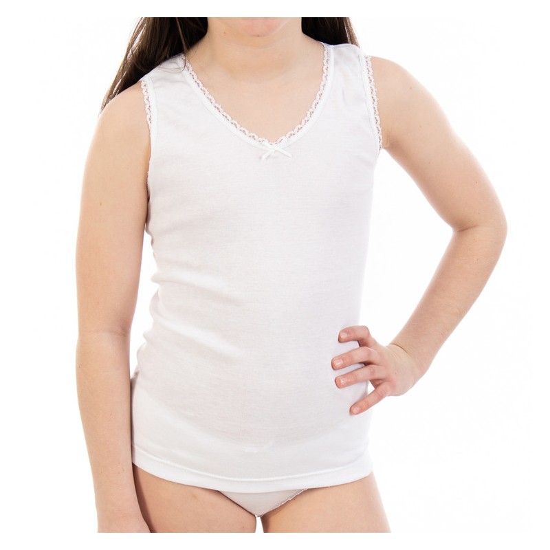 Camiseta Interior infantil niña lacotex tirante ancho  Precio por 6 Unidades