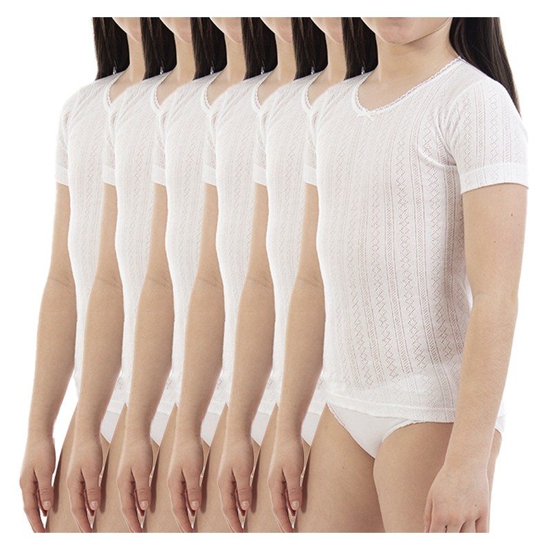 Cubre infantil niña manga corta lacotex  l345 Precio por 6 Unidades