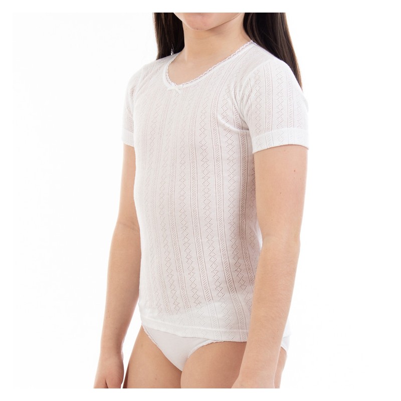 Cubre infantil niña manga corta lacotex  l345 Precio por 6 Unidades