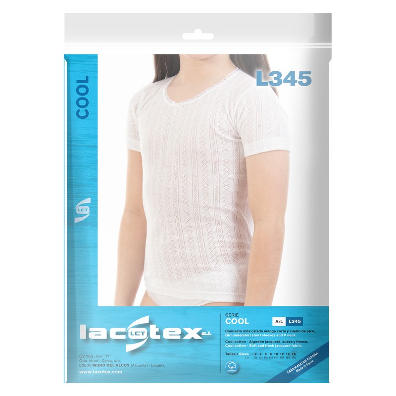 Cubre infantil niña manga corta lacotex  l345 Precio por 6 Unidades