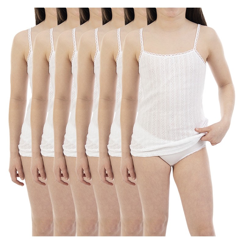 Cubre infantil niña tirantes calada lacotex  l340 Precio por 6 Unidades