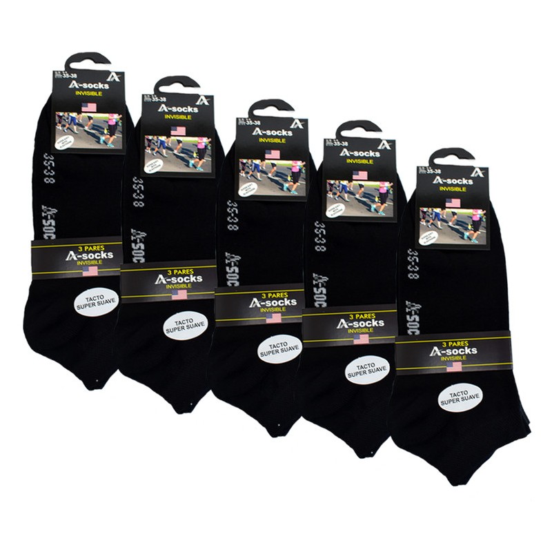 Calcetín invisble A-socks  Pack de 15 pares unisex