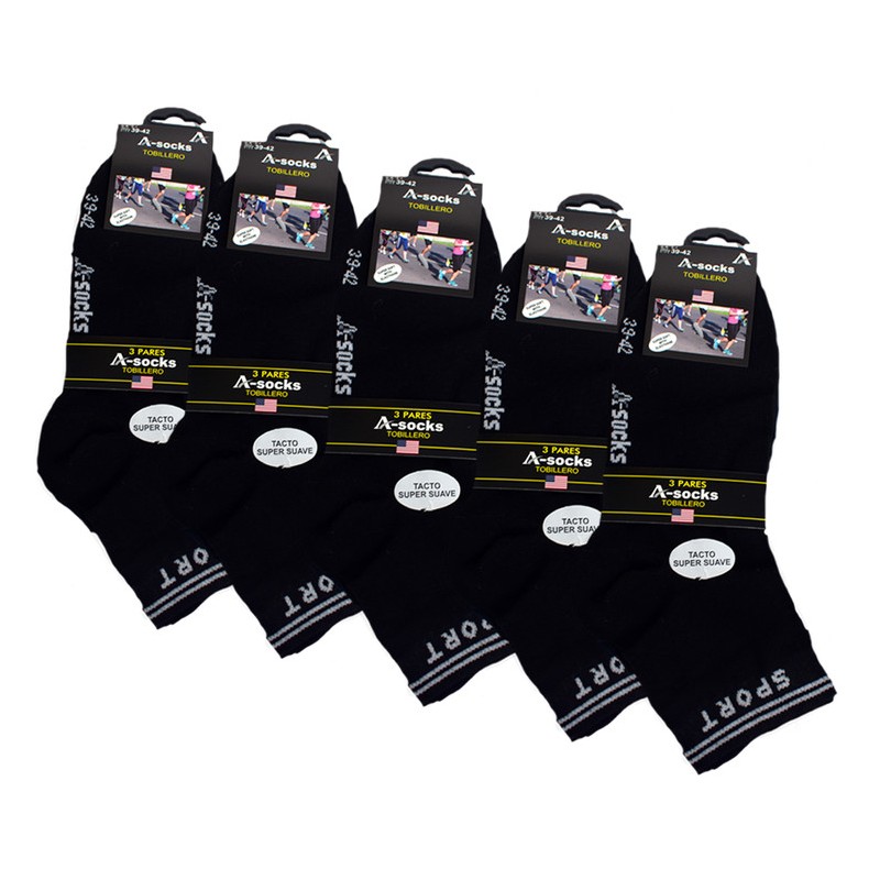 Calcetín tobillero A-socks  Pack de 15 pares unisex