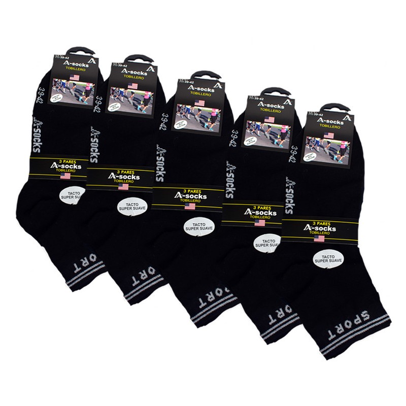 Calcetín tobillero A-socks  Pack de 15 pares unisex