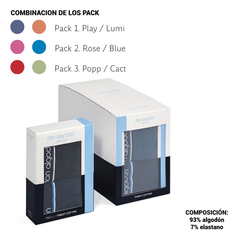 Bóxer hombre Don Algodón  2-pack Alg/elastano