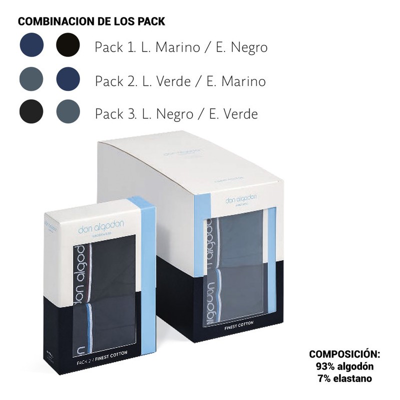 Bóxer hombre Don Algodón  2-pack Alg/elastano