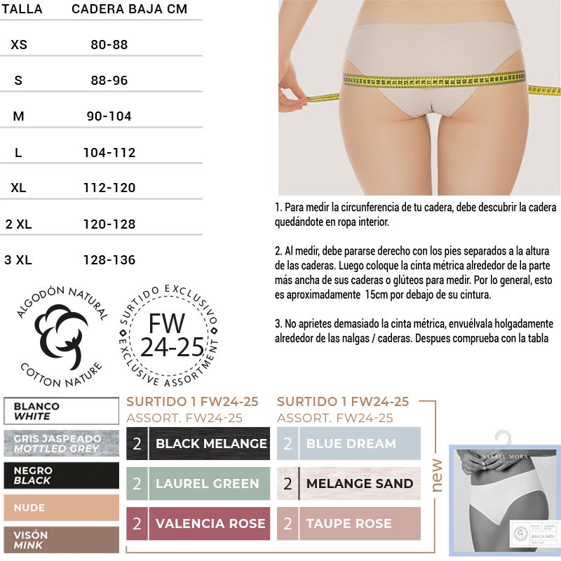 Braga mujer Midi Ysabel Mora 19641 Algodón